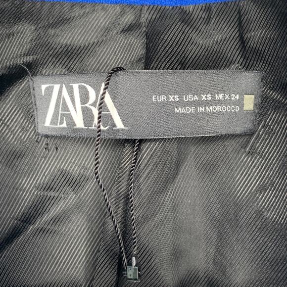 Zara Double Breasted Cobalt Blue Gold Button Crepe Blazer Kate Middleton Size XS - Picture 14 of 15
